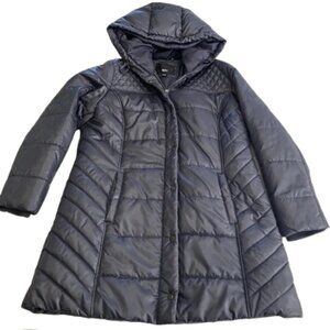 Mossimo Women's Long Black Hooded Puffer Coat Black Size XL Extra Large